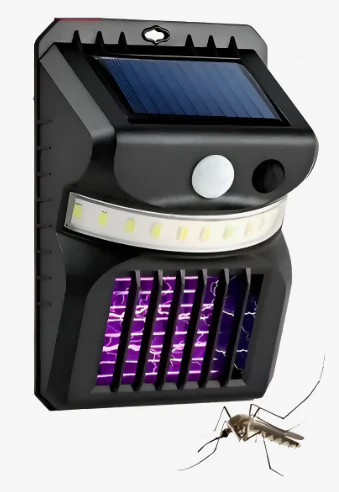 LÁMPARA SOLAR MATA ZANCUDOS MOSQUITOS INSECTOS EXTERIORES NEGRO