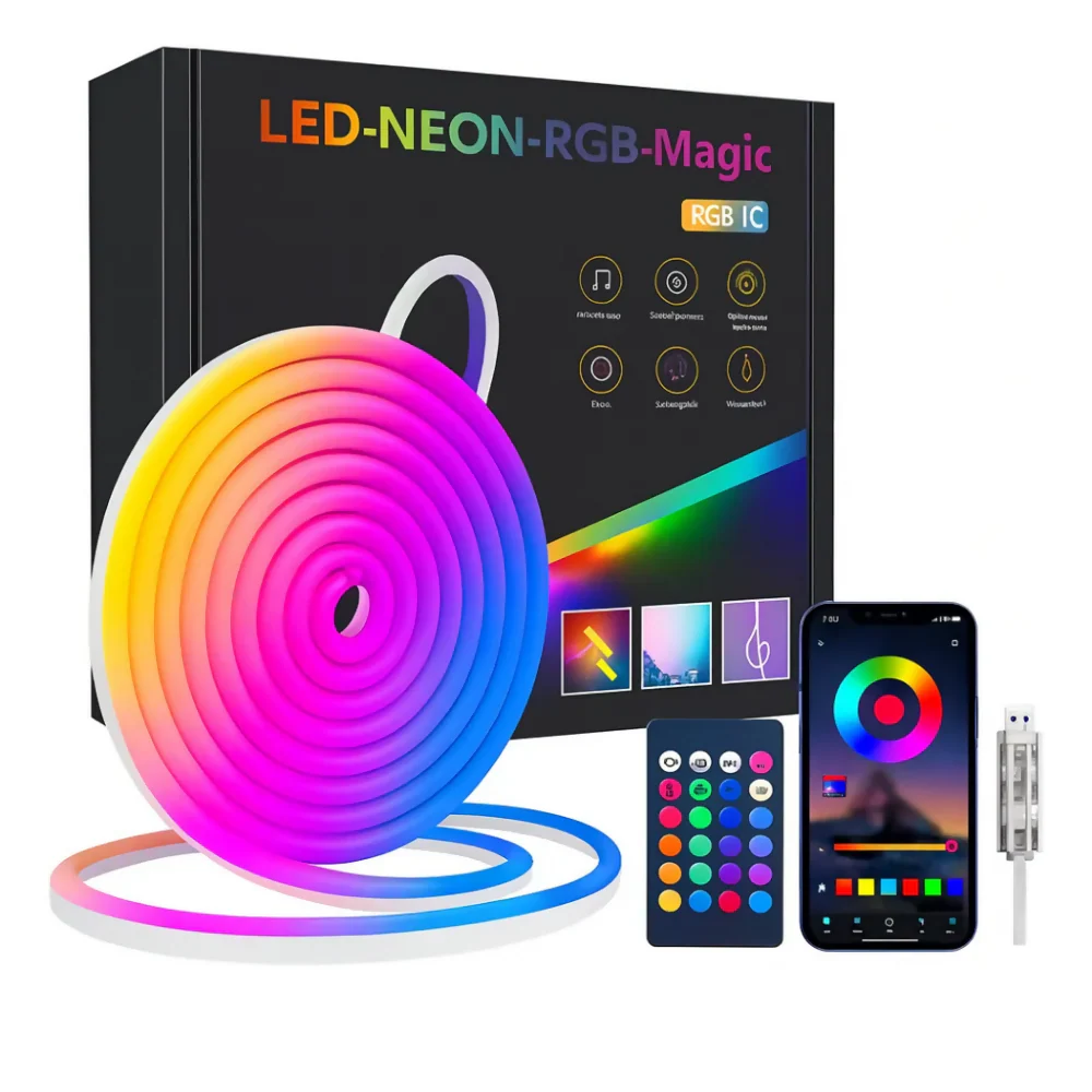 LUZ NAVIDAD NEÓN LED RGB 5 METROS RÍTMICA CONTROL REMOTO APP