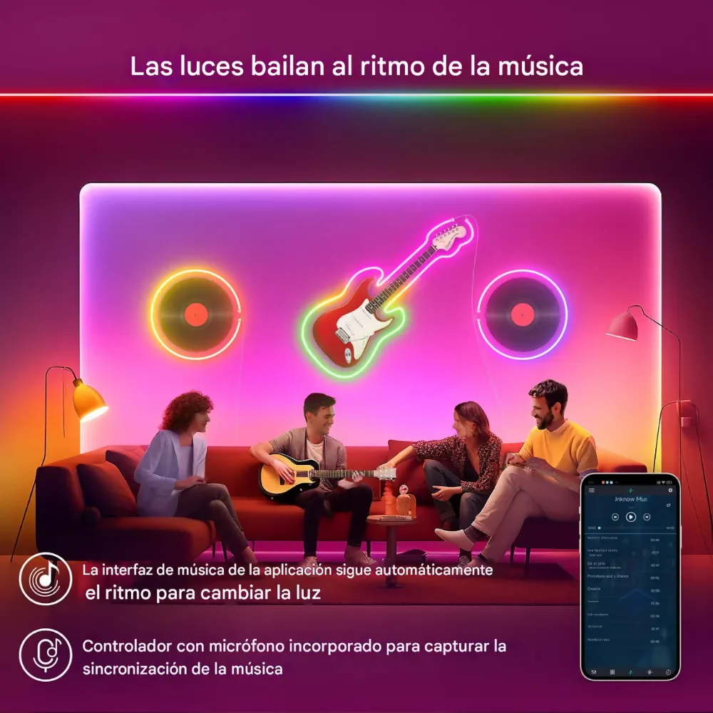 LUZ NAVIDAD NEÓN LED RGB 5 METROS RÍTMICA CONTROL REMOTO APP - Image 7