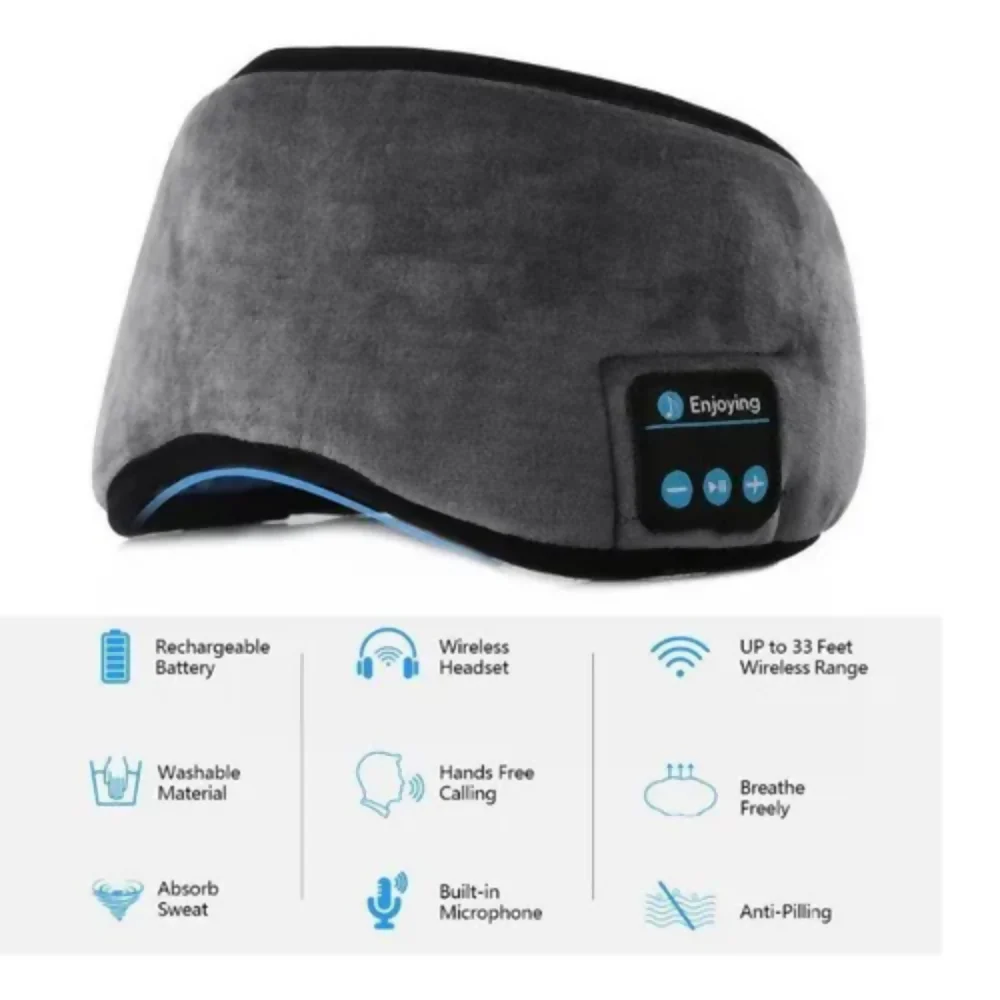 MÁSCARA PARA DORMIR MIDY CON AURICULARES BLUETOOTH INALÁMBRICOS GRIS OSCURO - Image 4