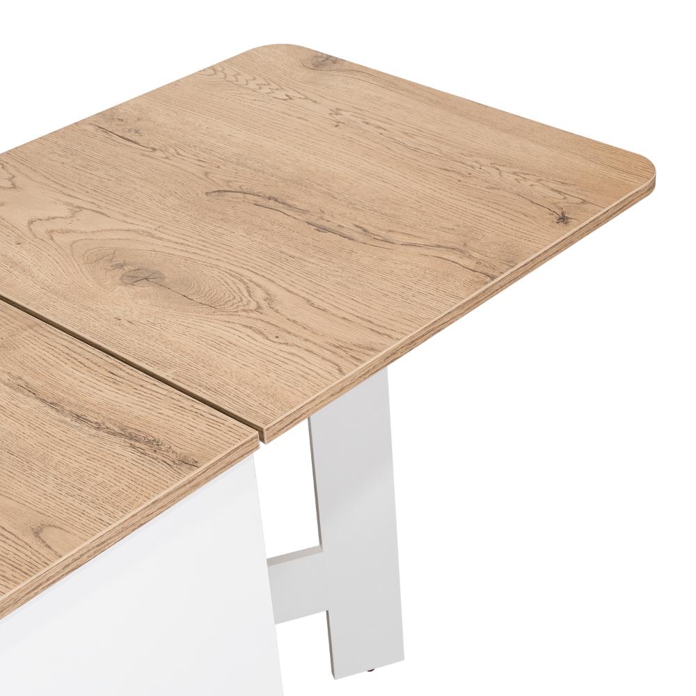 MESA AUXILIAR DE COCINA PLEGABLE MERIDA, BLANCO Y MACADAMIA, CON AMPLIA SUPERFICIE - Image 11
