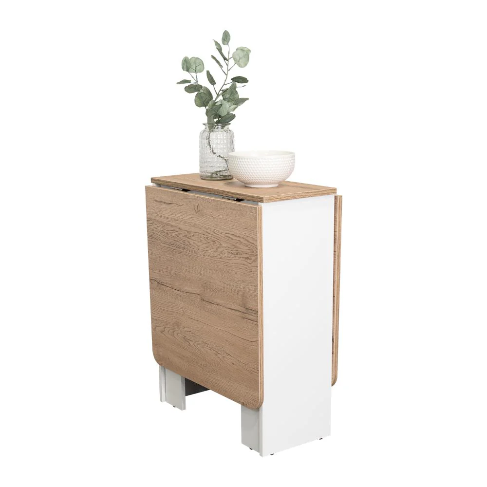 MESA AUXILIAR DE COCINA PLEGABLE MERIDA, BLANCO Y MACADAMIA, CON AMPLIA SUPERFICIE - Image 3