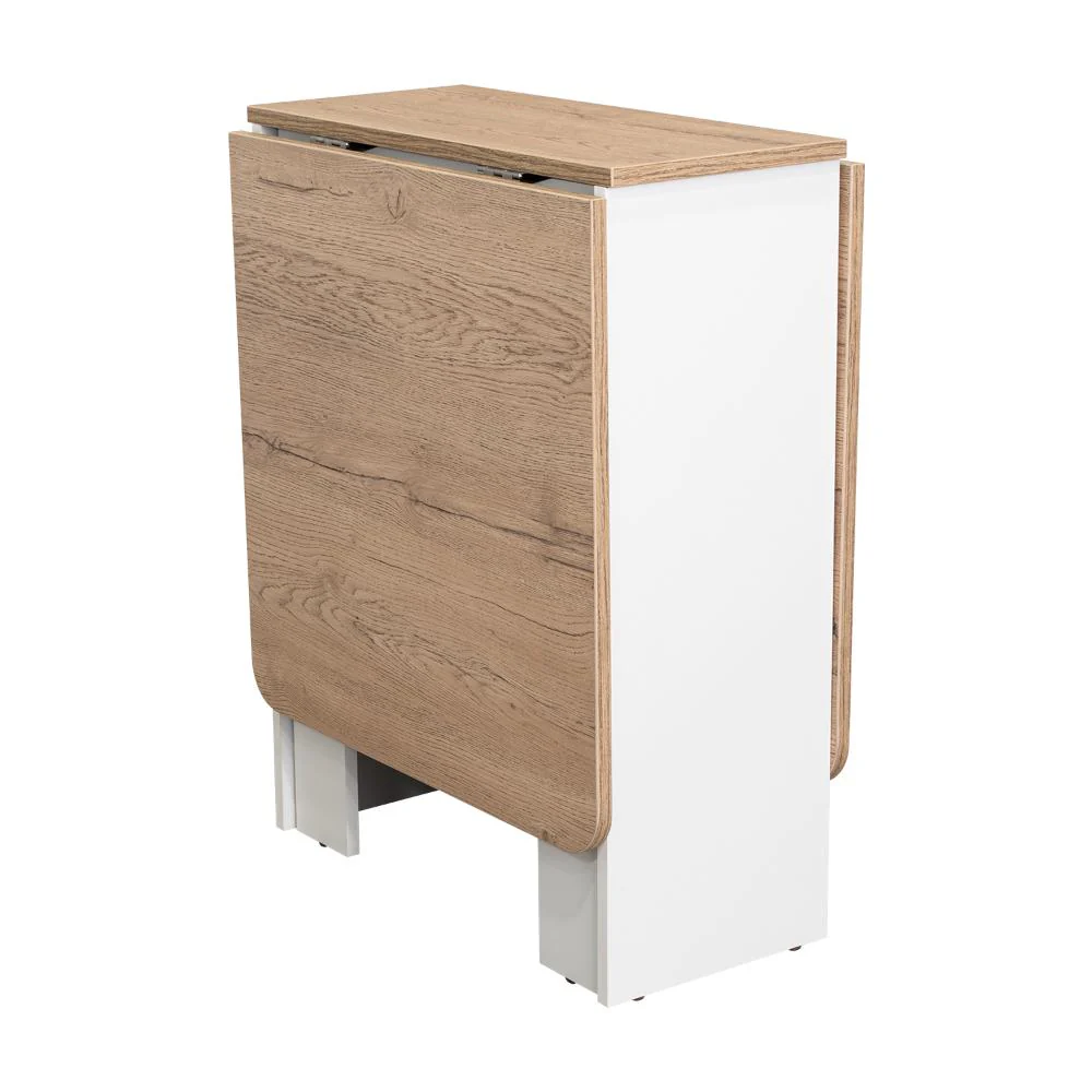 MESA AUXILIAR DE COCINA PLEGABLE MERIDA, BLANCO Y MACADAMIA, CON AMPLIA SUPERFICIE - Image 7