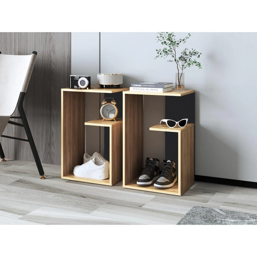 MESA AUXILIAR EVERT, FRESNO EUROPEO Y WENGUE, CON DISEÑO MODERNO Y ESPACIO PARA UBICAR OBJETOS - Image 9