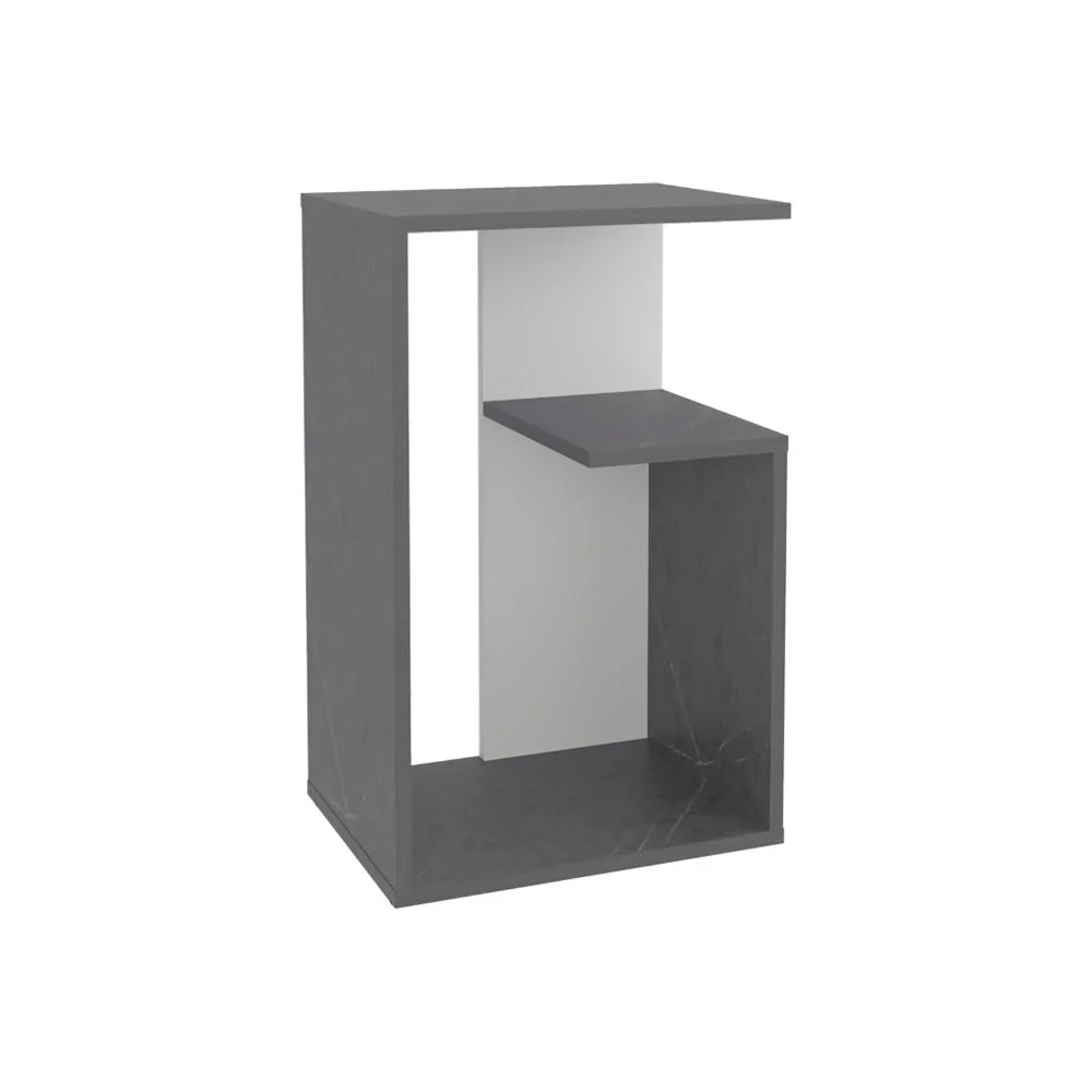 MESA AUXILIAR EVERT, PIEDRA Y BLANCO DUQUEZA, CON DISEÑO MODERNO Y ESPACIO PARA UBICAR OBJETOS ZF - Image 5