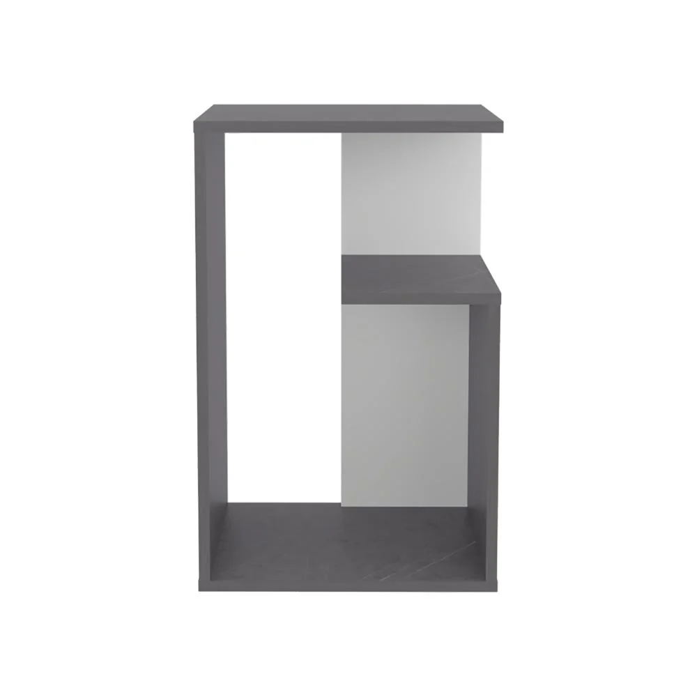 MESA AUXILIAR EVERT, PIEDRA Y BLANCO DUQUEZA, CON DISEÑO MODERNO Y ESPACIO PARA UBICAR OBJETOS ZF - Image 6