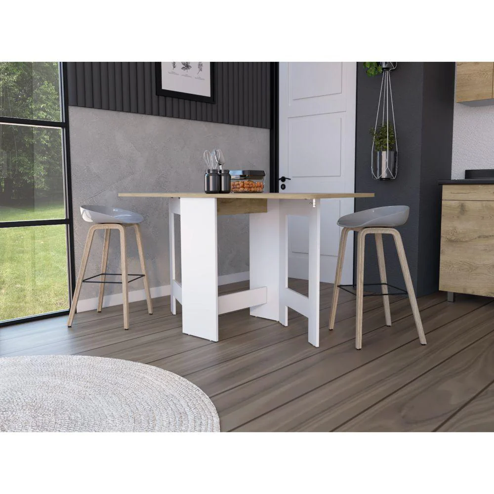 MESA AUXILIAR GALETY, BLANCO Y MACADAMIA, CON CAPACIDAD PARA SEIS PUESTOS ZF - Image 6