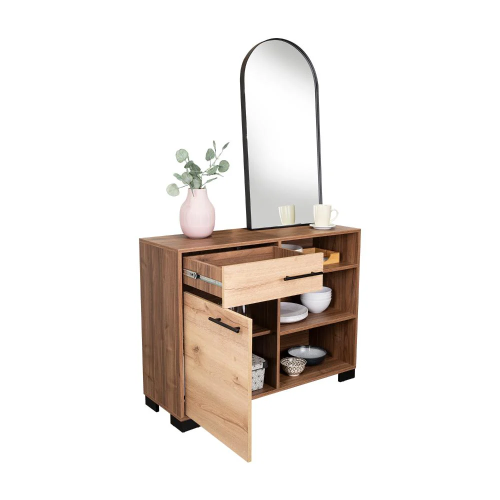 MESA AUXILIAR MARSELLA, CASTAÑO, CON CAJÓN CON RIEL EXTENSIÓN TOTAL Y UNA PUERTA BATIENTE - Image 2