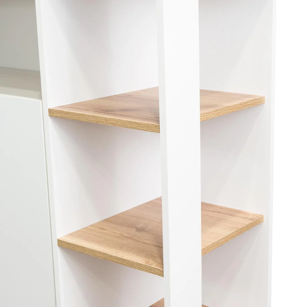 MESA AUXILIAR PONTE, BLANCO PERLA Y CAFÉ CLARO, CON AMPLIA SUPERFICIE EN LA MESA - Image 11