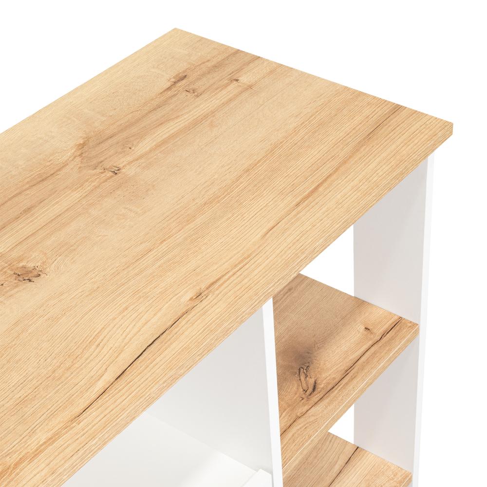 MESA AUXILIAR PONTE, BLANCO PERLA Y CAFÉ CLARO, CON AMPLIA SUPERFICIE EN LA MESA - Image 14