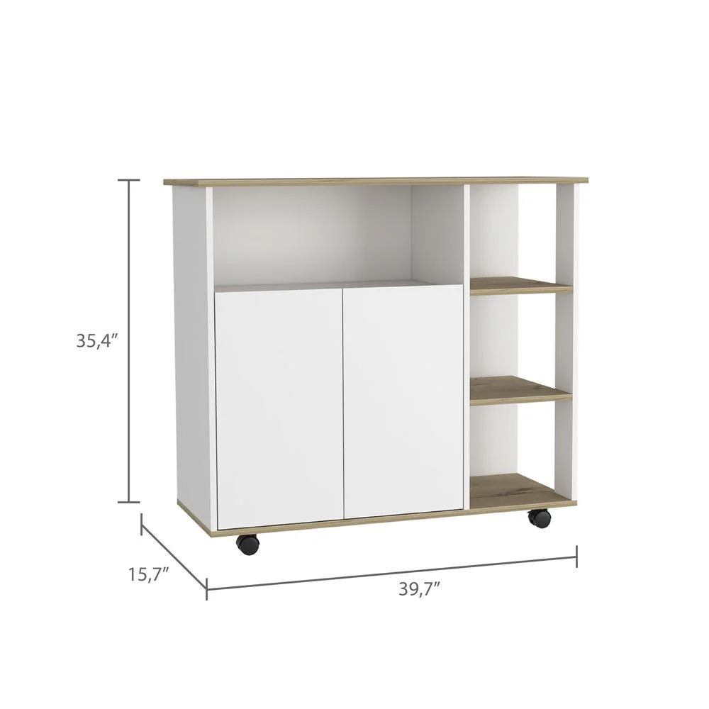 MESA AUXILIAR PONTE, BLANCO PERLA Y CAFÉ CLARO, CON AMPLIA SUPERFICIE EN LA MESA - Image 15
