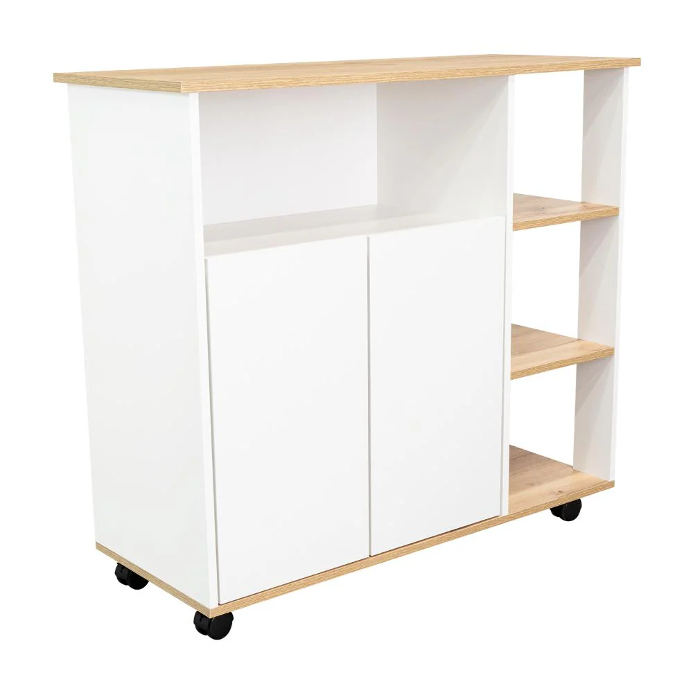 MESA AUXILIAR PONTE, BLANCO PERLA Y CAFÉ CLARO, CON AMPLIA SUPERFICIE EN LA MESA - Image 7