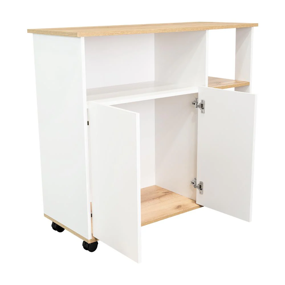 MESA AUXILIAR PONTE, BLANCO PERLA Y CAFÉ CLARO, CON AMPLIA SUPERFICIE EN LA MESA - Image 8