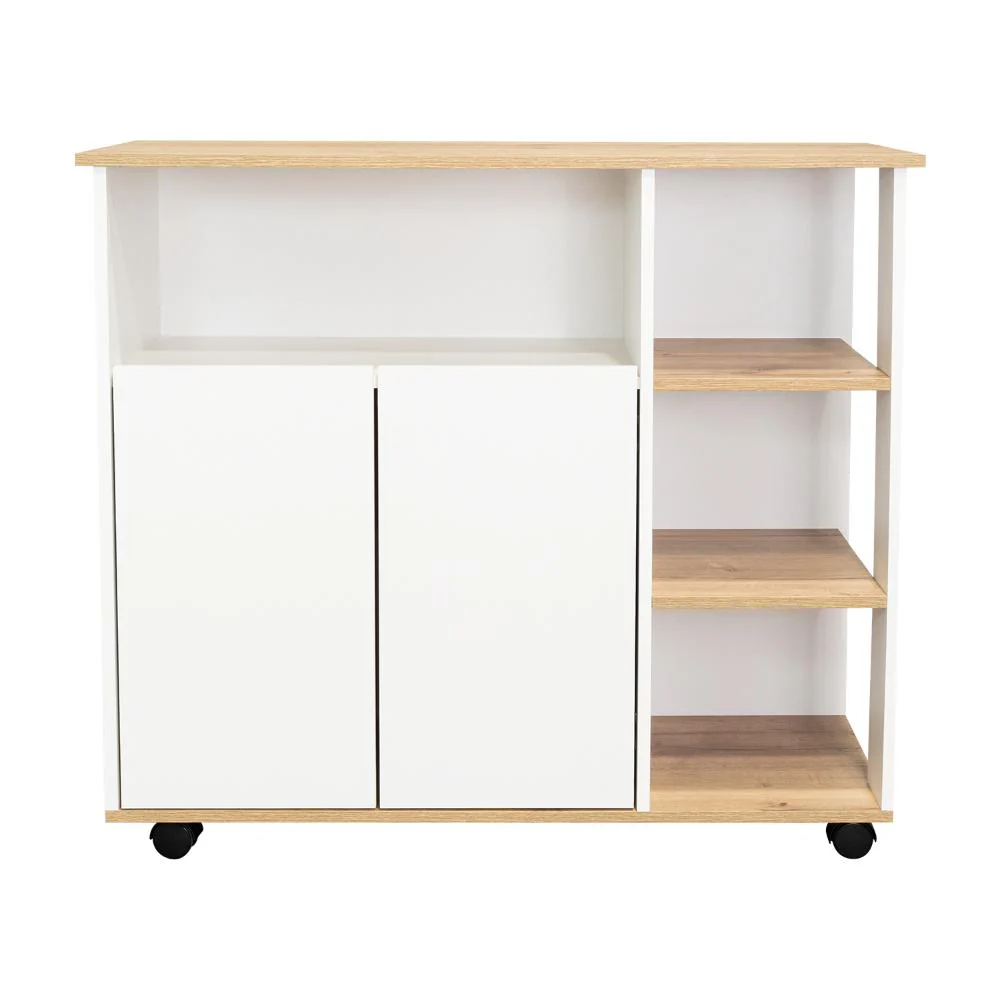 MESA AUXILIAR PONTE, BLANCO PERLA Y CAFÉ CLARO, CON AMPLIA SUPERFICIE EN LA MESA - Image 9