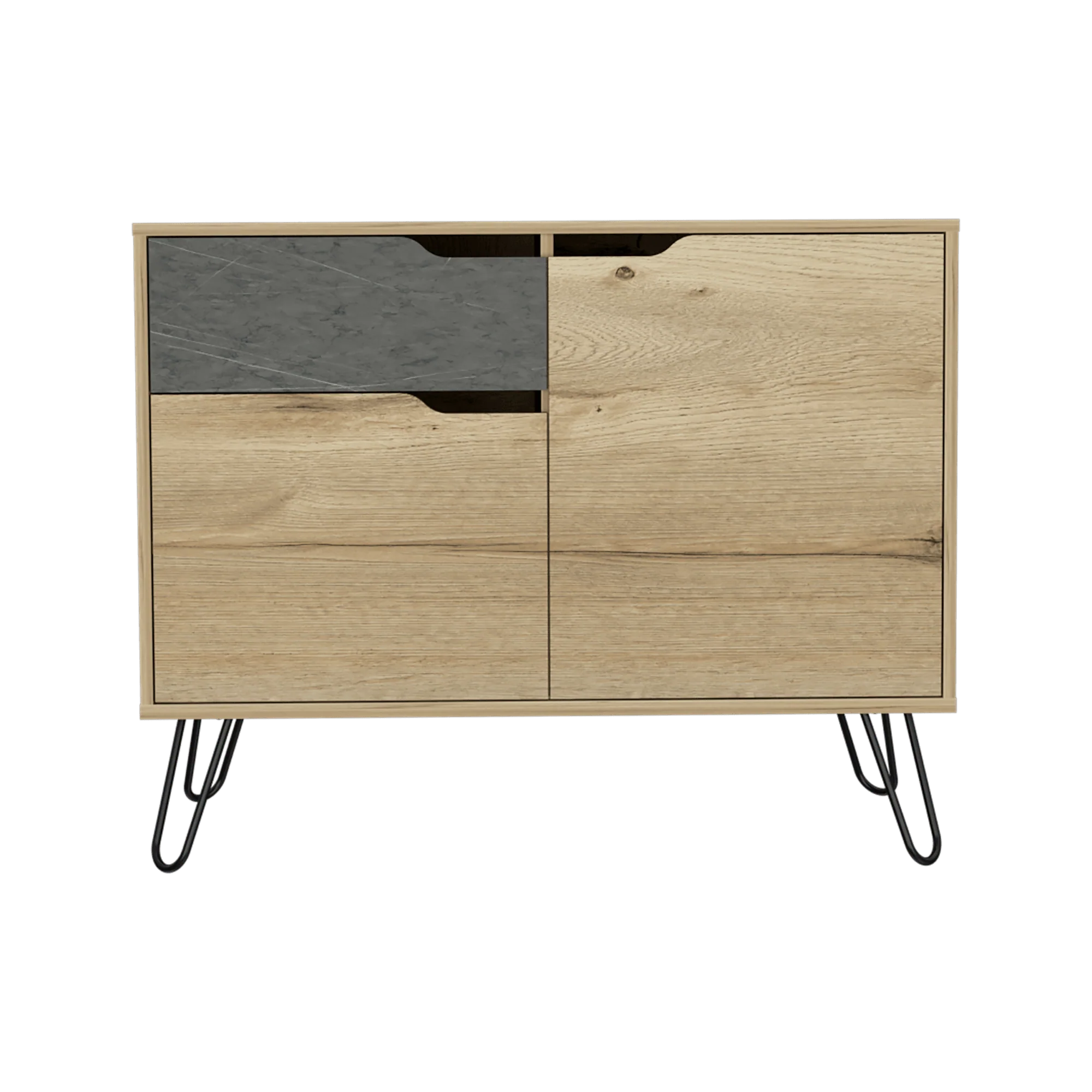MESA AUXILIAR RECIBIDOR MONACO, CAFÉ CLARO Y PIEDRA, CON DOS PUERTAS Y UN CAJÓN EXTENSIÓN TOTAL - Image 3