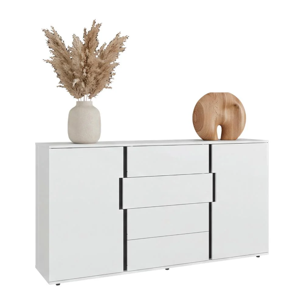 Mesa Auxiliar Recibidor Bisbee, Blanco Duqueza y Plomo, Con amplio espacio y Diseño moderno
