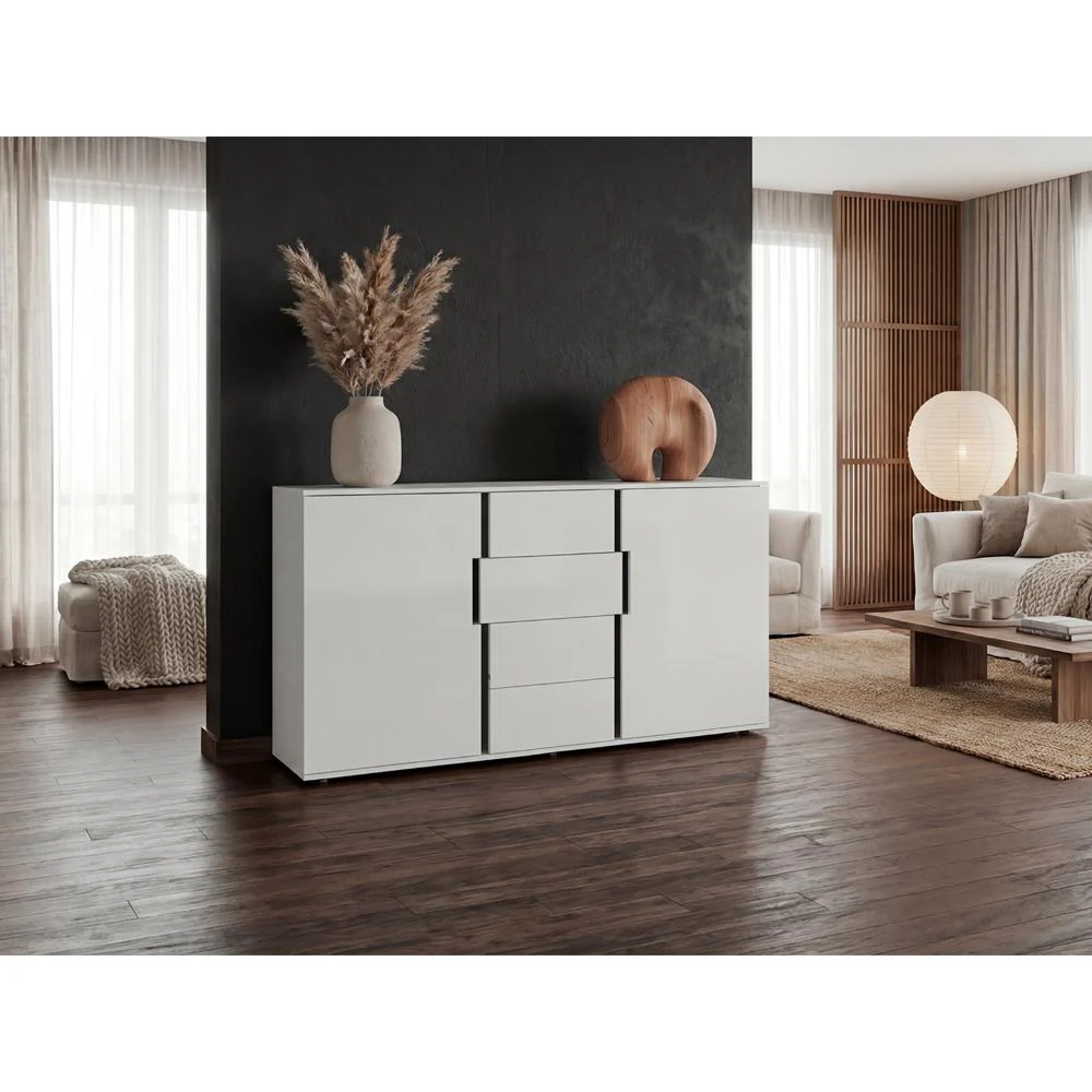 Mesa Auxiliar Recibidor Bisbee, Blanco Duqueza y Plomo, Con amplio espacio y Diseño moderno - Image 4