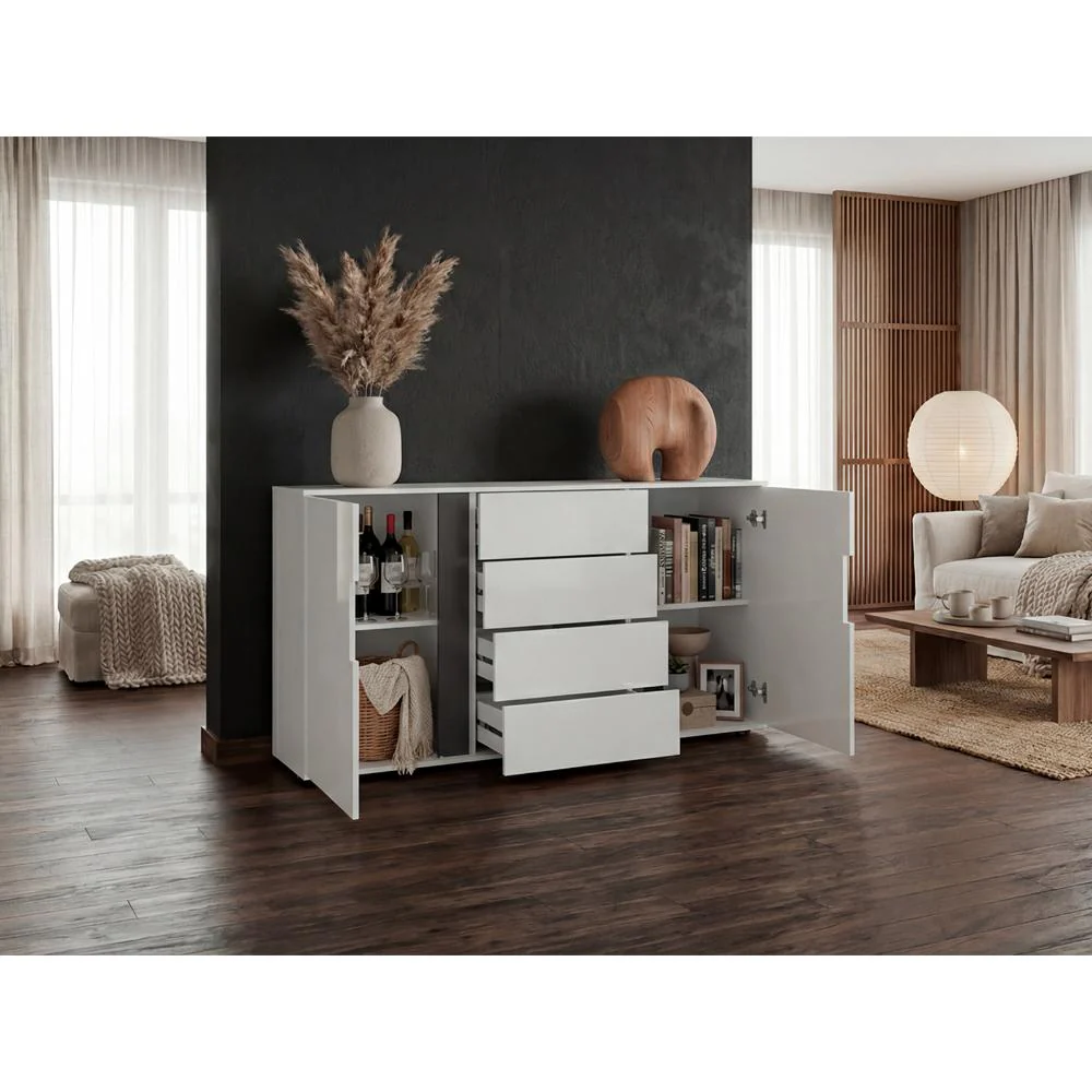 Mesa Auxiliar Recibidor Bisbee, Blanco Duqueza y Plomo, Con amplio espacio y Diseño moderno - Image 5
