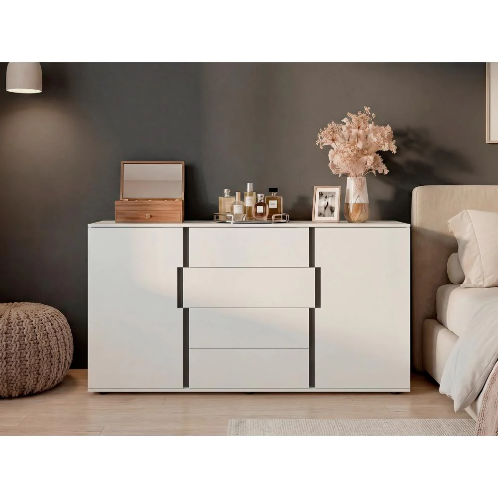 Mesa Auxiliar Recibidor Bisbee, Blanco Duqueza y Plomo, Con amplio espacio y Diseño moderno - Image 6