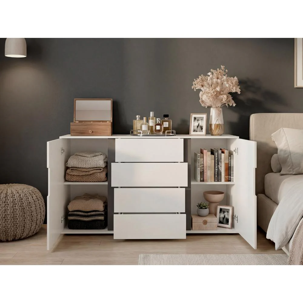 Mesa Auxiliar Recibidor Bisbee, Blanco Duqueza y Plomo, Con amplio espacio y Diseño moderno - Image 7