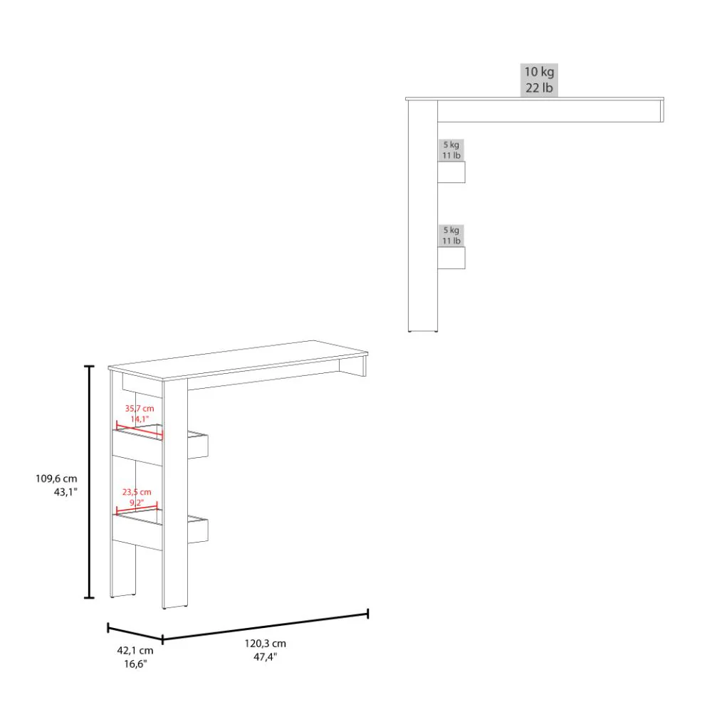 MESA DE BAR RAYO, BLANCO DUQUEZA, CON ESPACIO PARA COLOCAR OBJETOS DE BAR ZF - Image 8