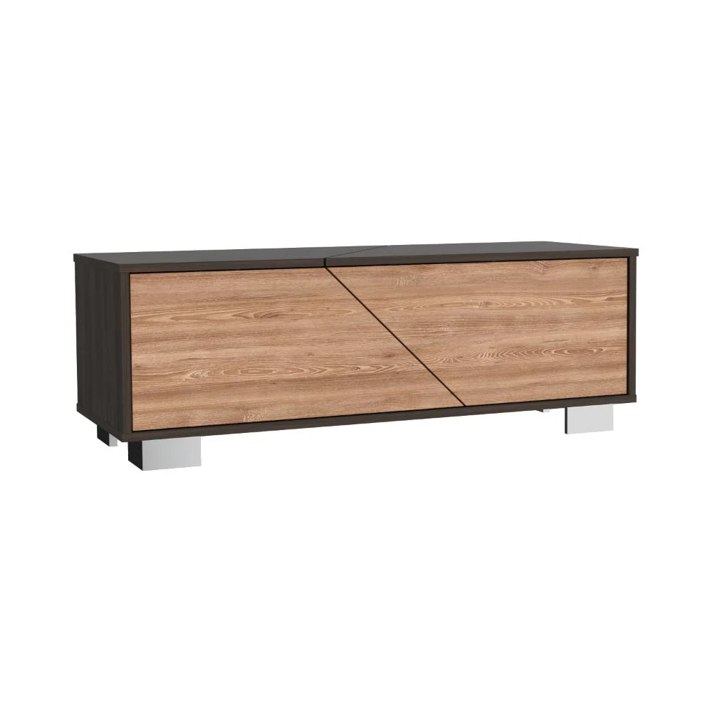 MESA DE CENTRO ORUS, NOGAL Y MIEL, CON UNA PUERTA Y PATAS DE ACERO - Image 5