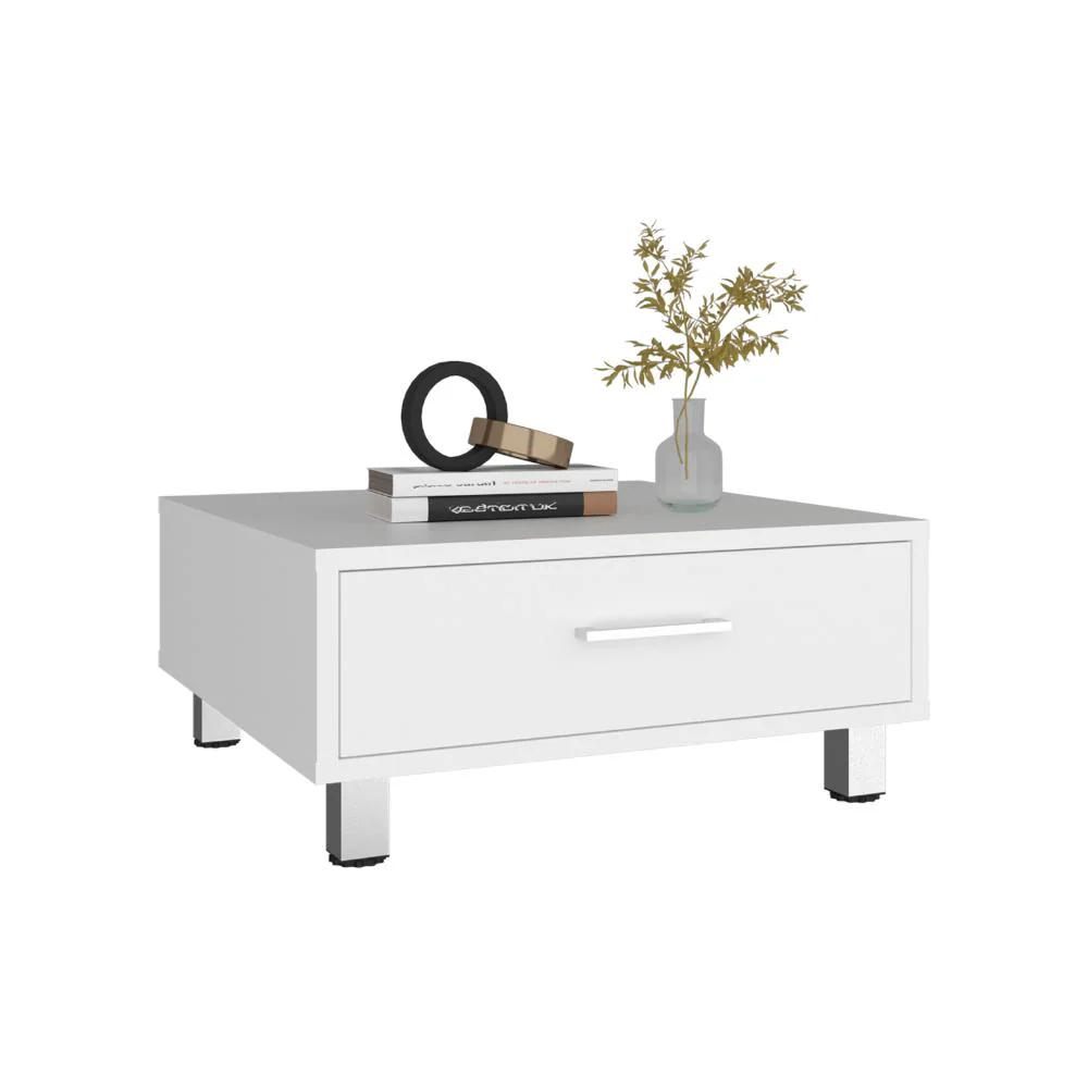 Mesa de Centro Ascher, Kronos Blanco, Con Un Cajón ZF