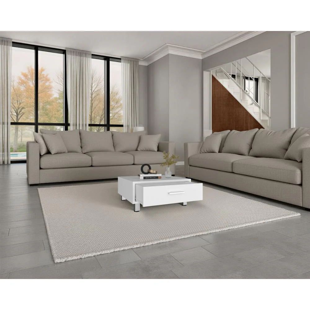 Mesa de Centro Ascher, Kronos Blanco, Con Un Cajón ZF - Image 5
