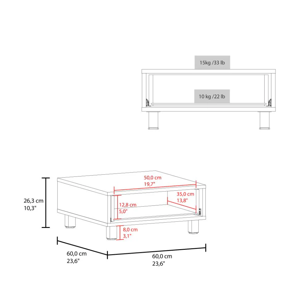 Mesa de Centro Ascher, Kronos Blanco, Con Un Cajón ZF - Image 8
