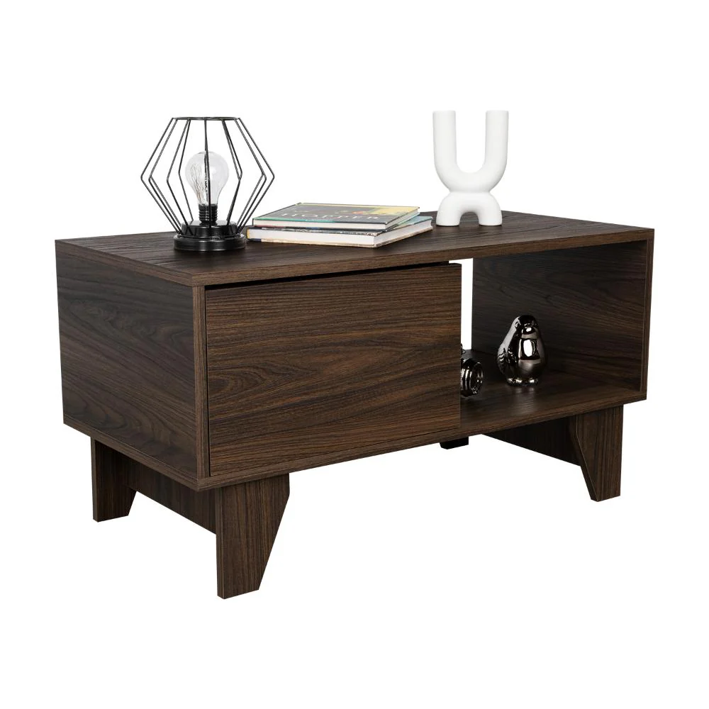 MESA DE CENTRO ATRIZ, NOGAL, CON UN CAJÓN MULTIUSOS
