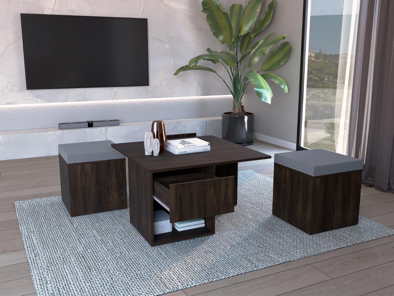 MESA DE CENTRO LUCIEN, NOGAL EUROPEO, CON ESPACIO PARA COLOCAR OBJETOS DECORATIVOS ZF - Image 4