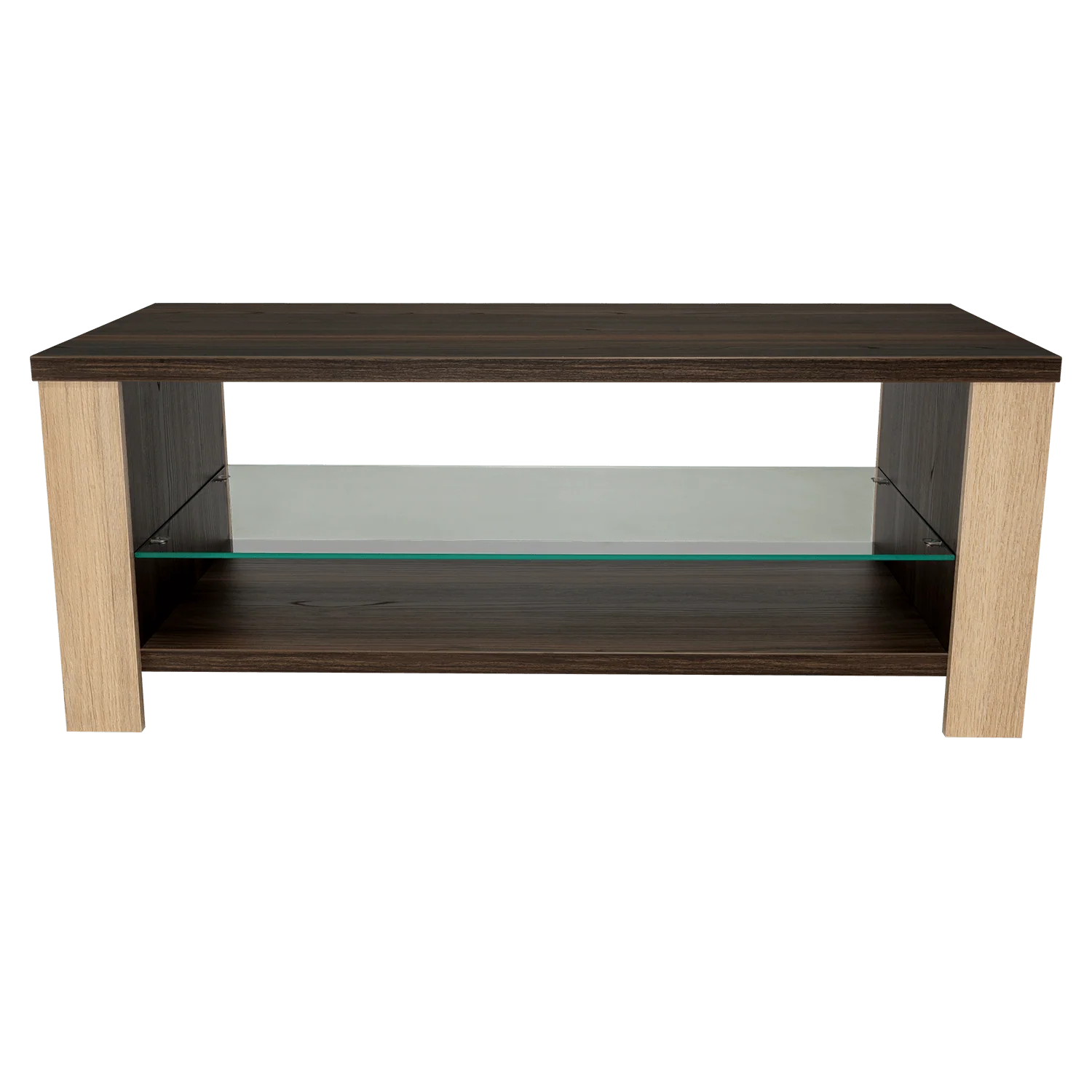 MESA DE CENTRO MÁLAGA, CAOBA Y BEIGE, CON DOS ENTREPAÑOS INFERIORES - Image 5