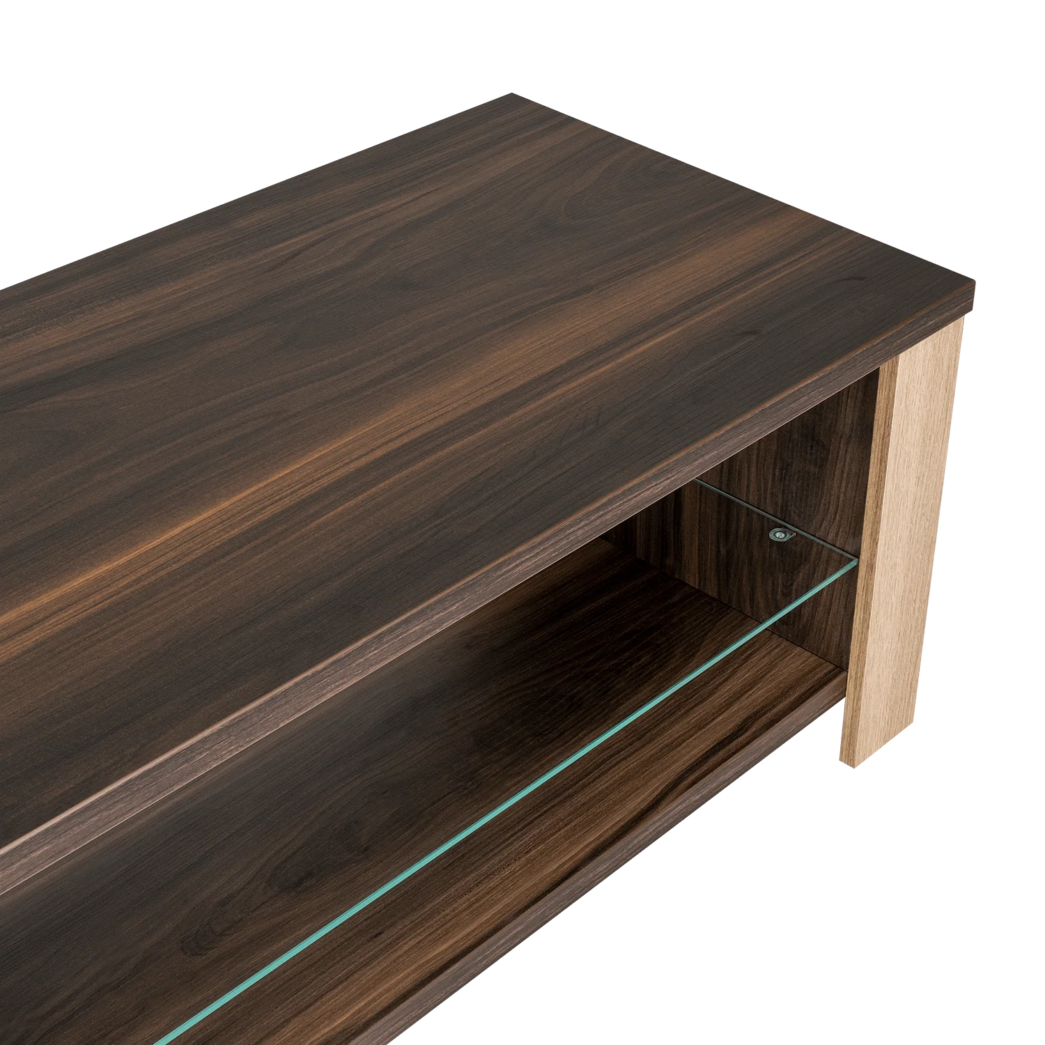 MESA DE CENTRO MÁLAGA, CAOBA Y BEIGE, CON DOS ENTREPAÑOS INFERIORES - Image 7
