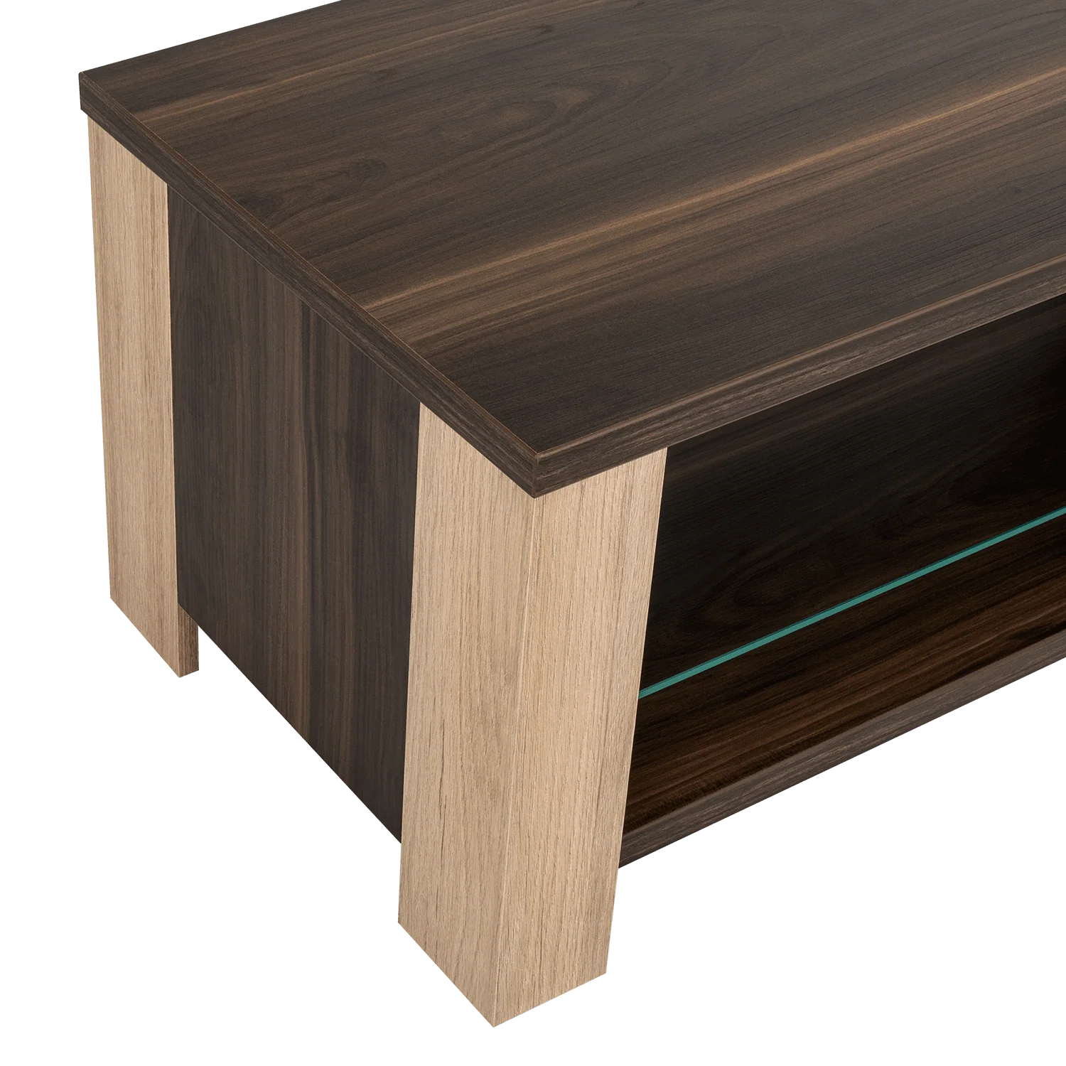 MESA DE CENTRO MÁLAGA, CAOBA Y BEIGE, CON DOS ENTREPAÑOS INFERIORES - Image 8
