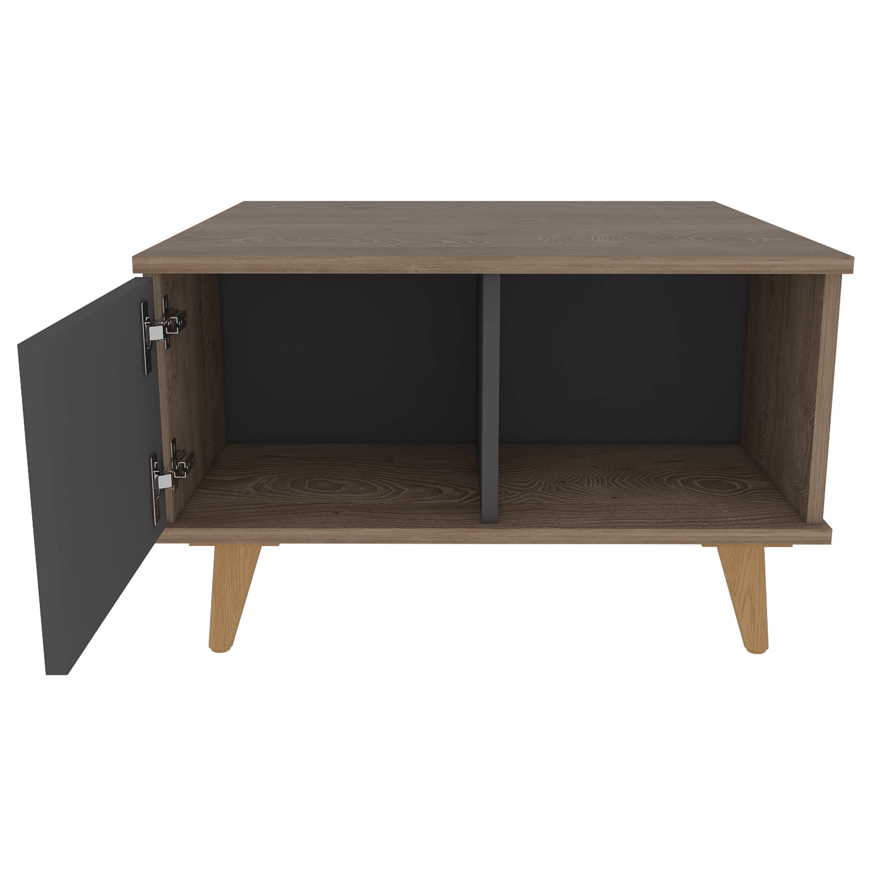 MESA DE CENTRO NASHIRA 63, MIEL Y PLATA OSCURO, CON UNA PUERTA Y PATAS DE MADERA - Image 6