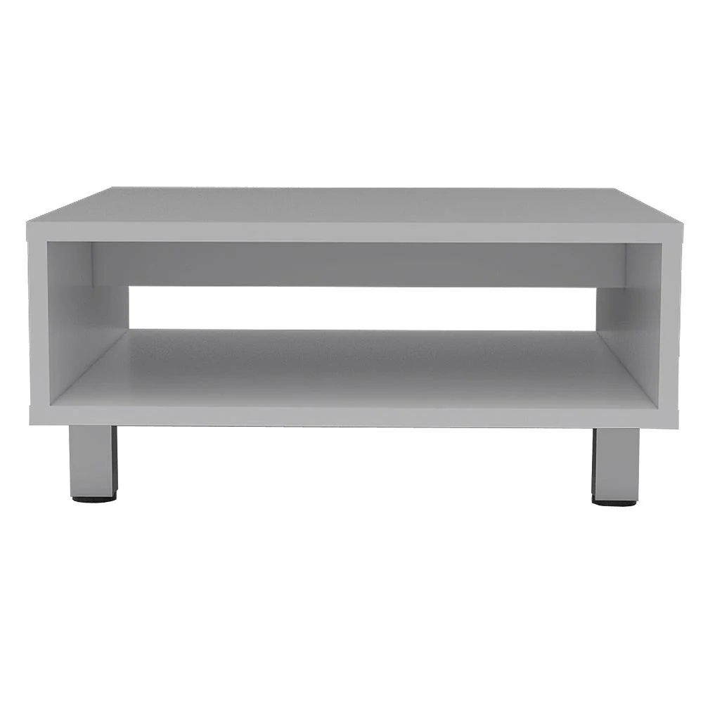 MESA DE CENTRO PITY, BLANCO, CON PATAS EN ACERO CROMADO - Image 4