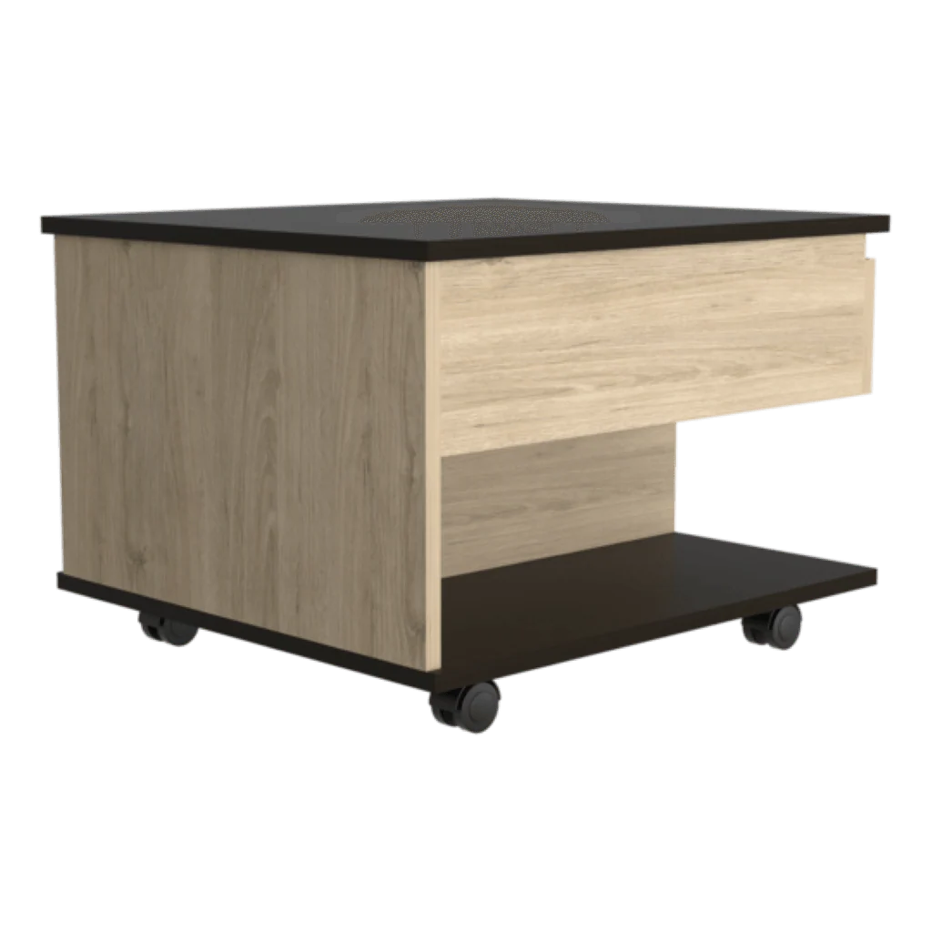 MESA DE CENTRO SALENTO, BEIGE Y WENGUE, CON UN CAJÓN INTERNO MULTIUSOS - Image 4