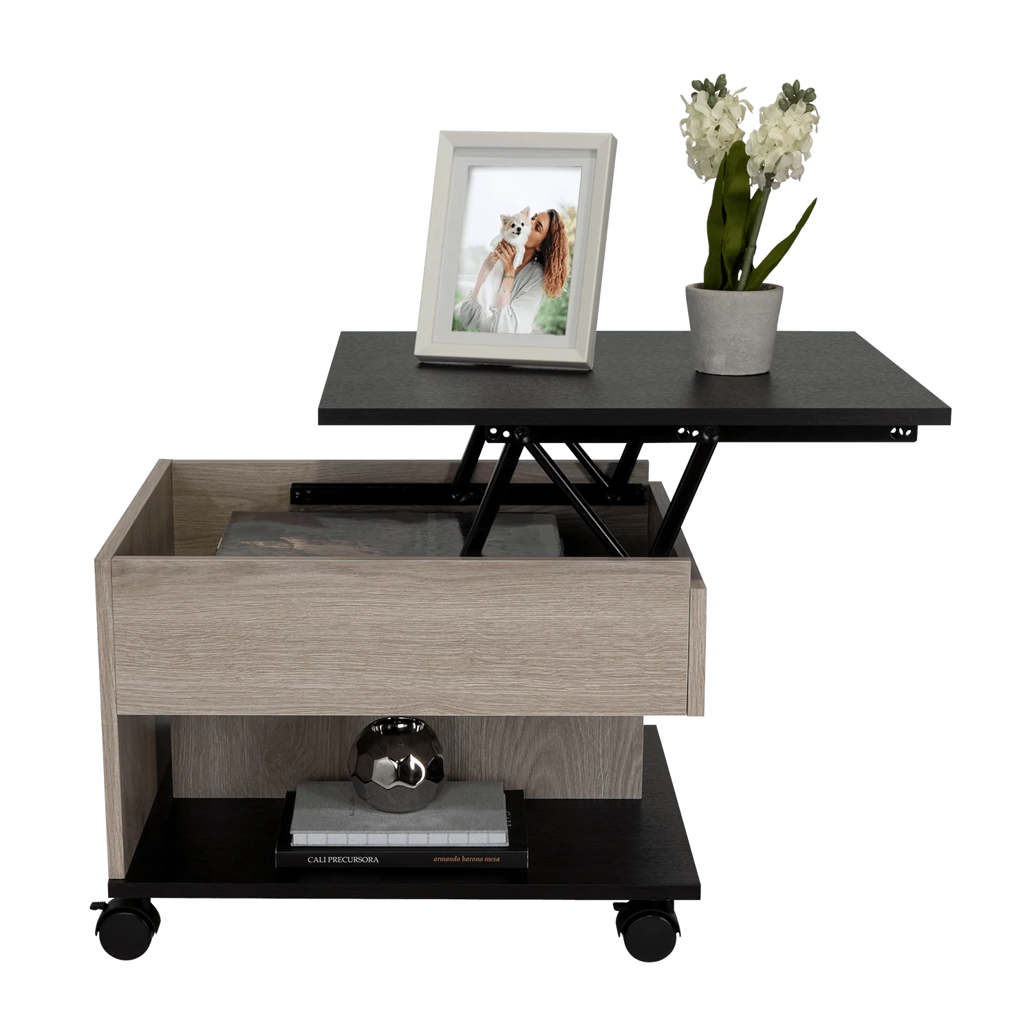 MESA DE CENTRO SALENTO, HUMO Y WENGUE, CON UN CAJÓN INTERNO MULTIUSOS - Image 18