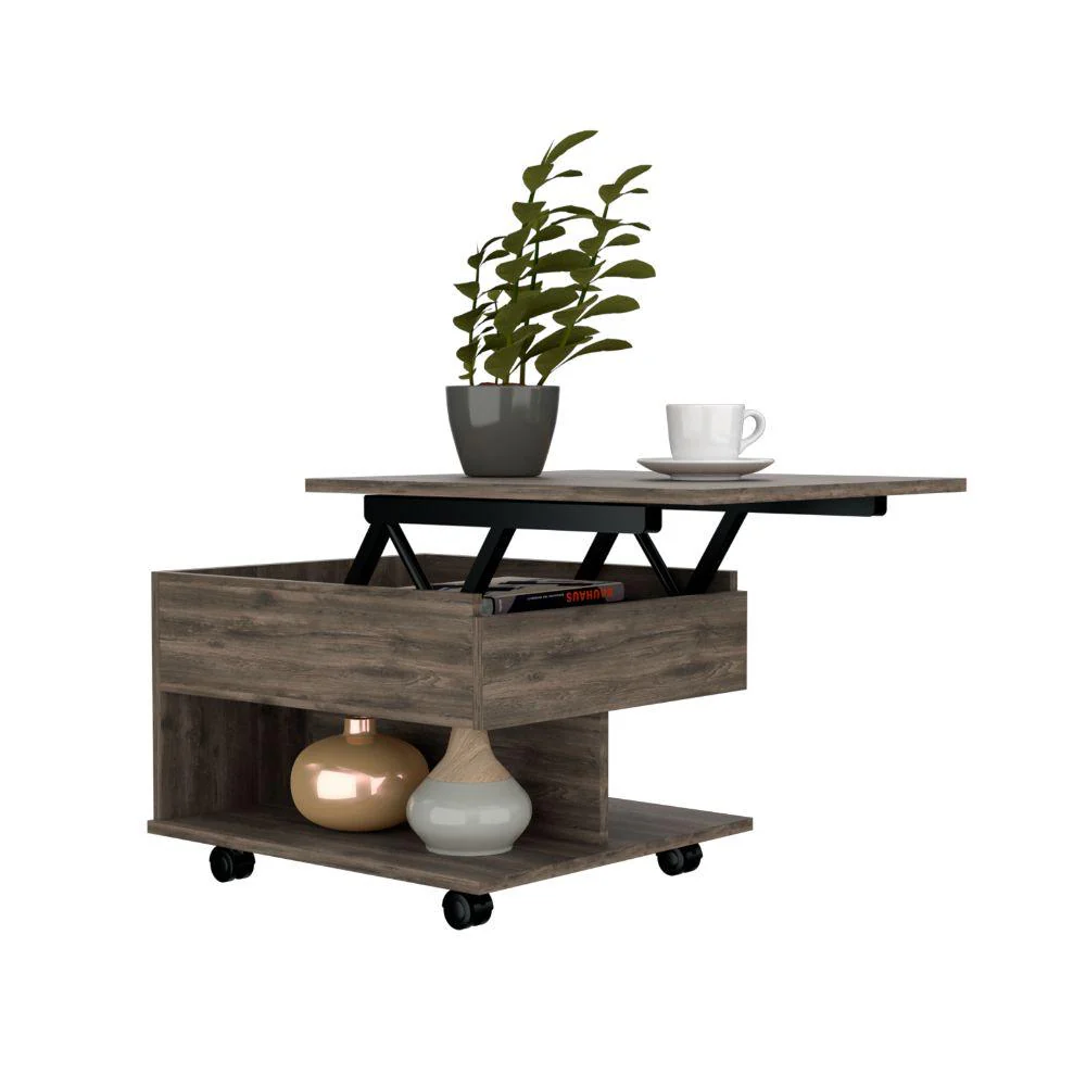 MESA DE CENTRO SALENTO, NOGAL, CON ESPACIO EXTENSIBLE Y RODACHINAS DE ENO ZF