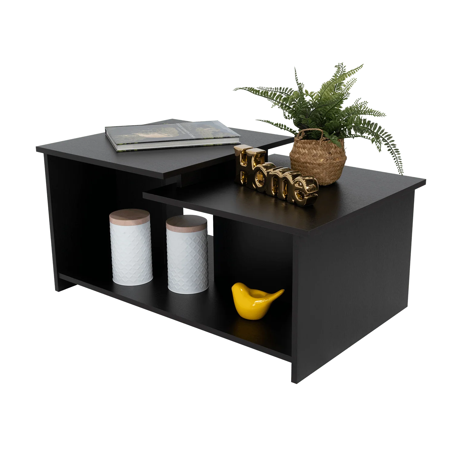 MESA DE CENTRO THINY, WENGUE, CON VARIEDAD DE ENTREPAÑOS - Image 2
