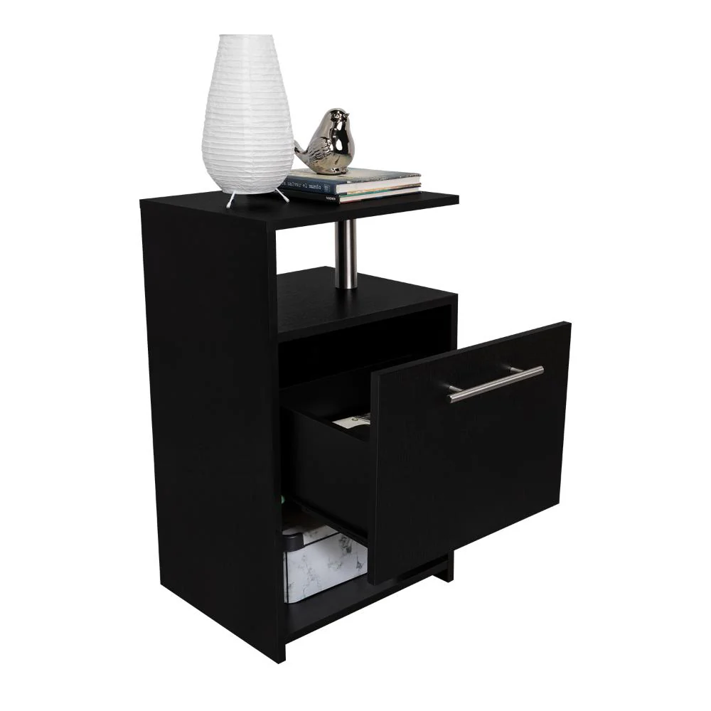 MESA DE NOCHE ALTA JENA, WENGUE, CON CAJON PARA GUARDAR OBJETOS - Image 2