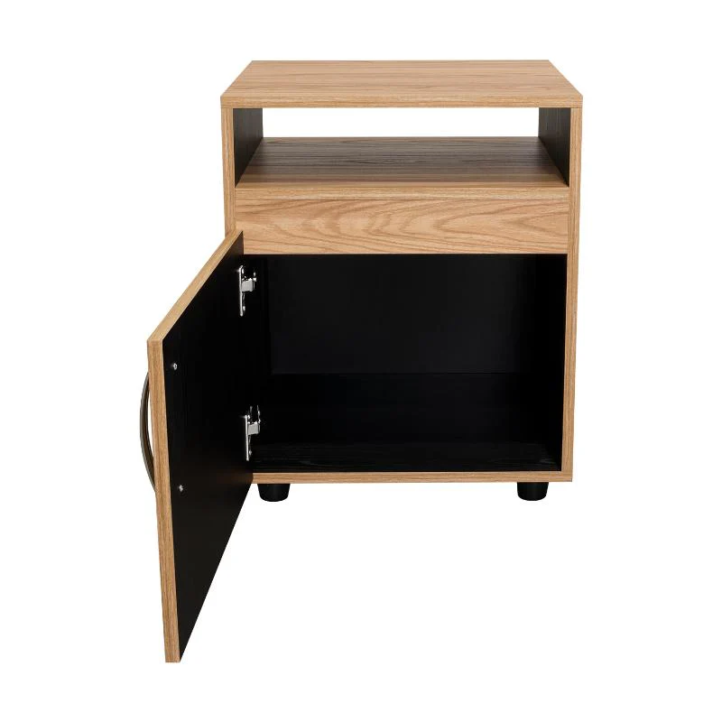 MESA DE NOCHE BARIN, FRESNO EUROPEO Y WENGUE, CON UNA PUERTA ABATIBLE - Image 10