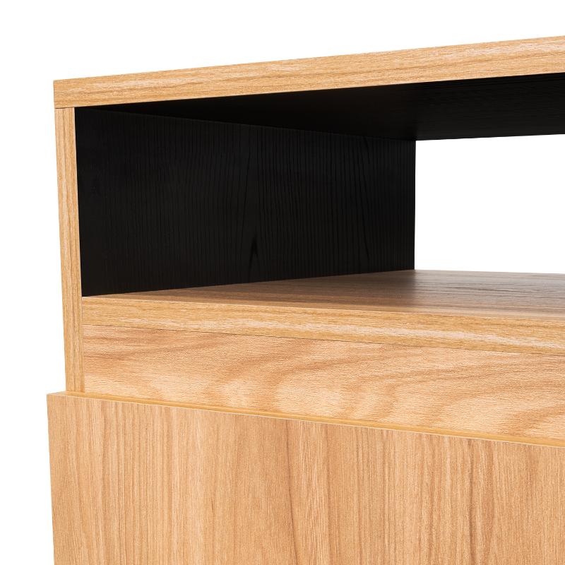 MESA DE NOCHE BARIN, FRESNO EUROPEO Y WENGUE, CON UNA PUERTA ABATIBLE - Image 13