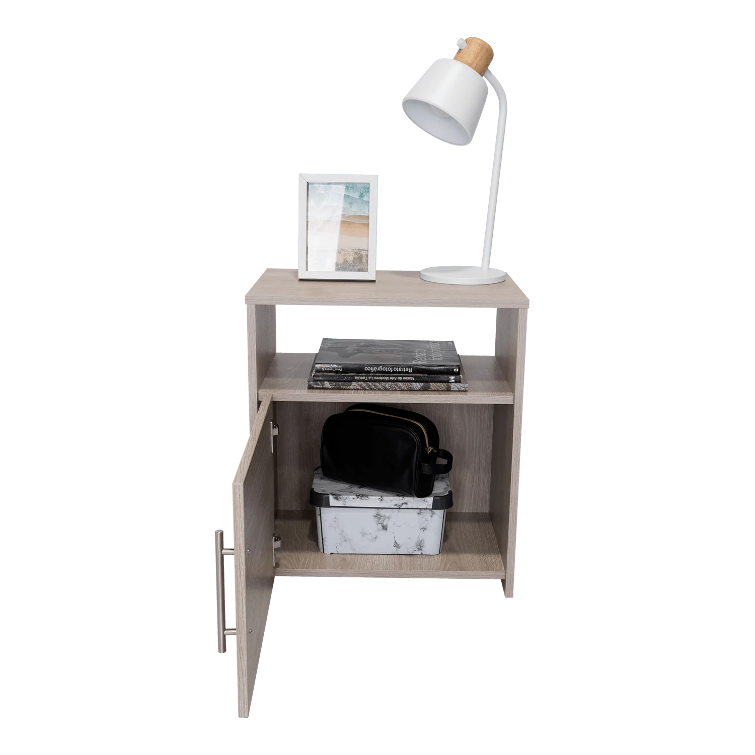 MESA DE NOCHE BRAIL, HUMO, CON ESPACIO PARA COLOCAR OBJETOS DECORATIVOS ZF - Image 4