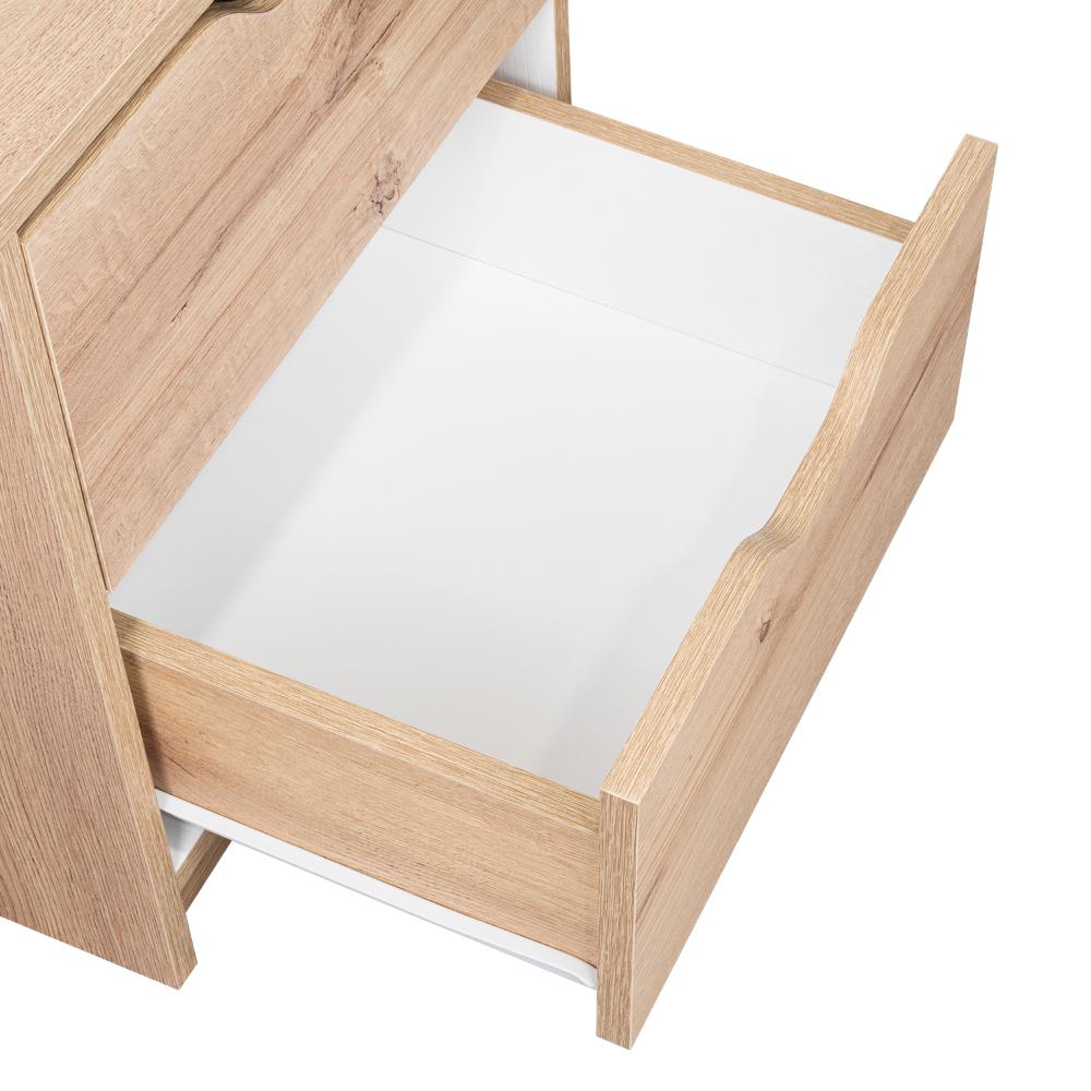 MESA DE NOCHE BRASILIA, CAFÉ CLARO Y BLANCO DUQUEZA, CON DOS CAJONES DESLIZABLES - Image 11