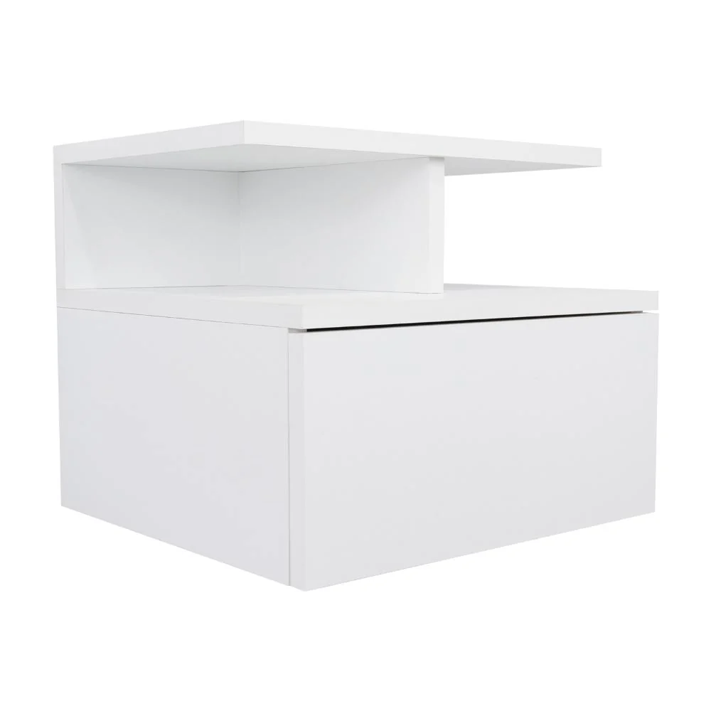 MESA DE NOCHE FLOTANTE NUBE, BLANCO, CON UN CAJÓN Y DIVISIÓN DE DOS ENTREPAÑOS - Image 12