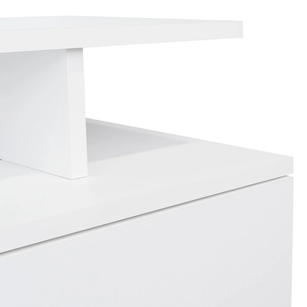 MESA DE NOCHE FLOTANTE NUBE, BLANCO, CON UN CAJÓN Y DIVISIÓN DE DOS ENTREPAÑOS - Image 13
