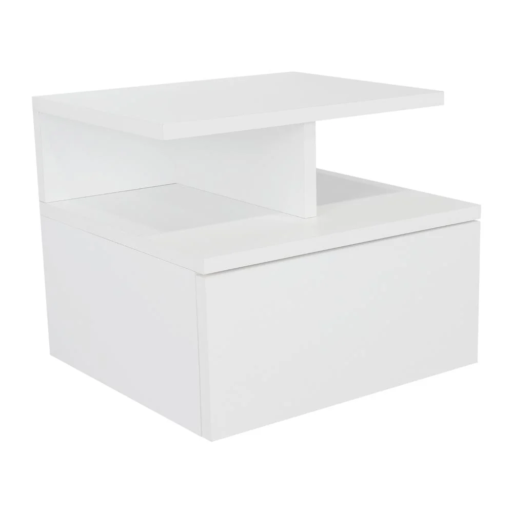 MESA DE NOCHE FLOTANTE NUBE, BLANCO, CON UN CAJÓN Y DIVISIÓN DE DOS ENTREPAÑOS - Image 7