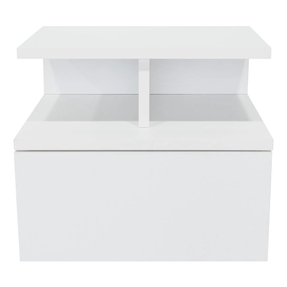 MESA DE NOCHE FLOTANTE NUBE, BLANCO, CON UN CAJÓN Y DIVISIÓN DE DOS ENTREPAÑOS - Image 8