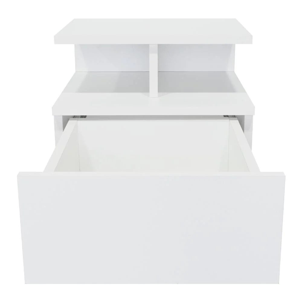 MESA DE NOCHE FLOTANTE NUBE, BLANCO, CON UN CAJÓN Y DIVISIÓN DE DOS ENTREPAÑOS - Image 9